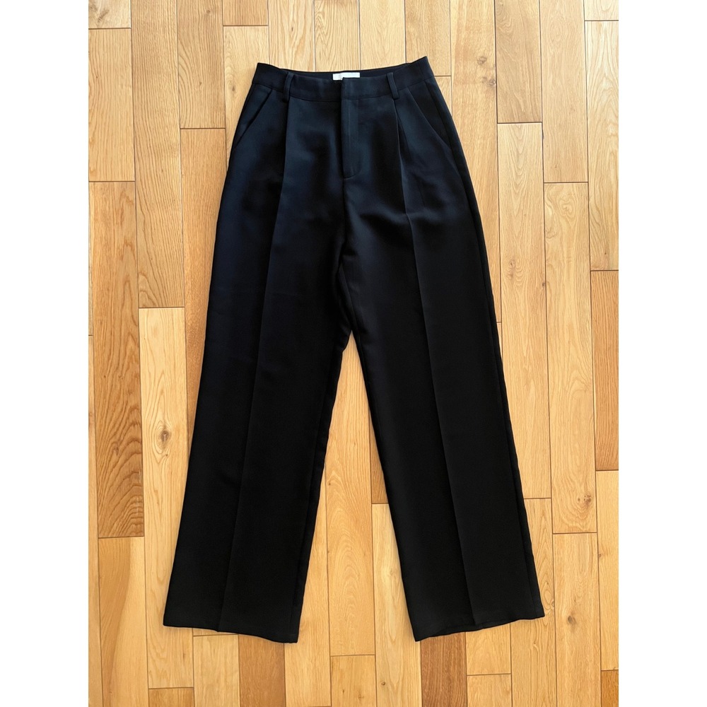 DISSH Wide Leg High Rise Pleated Trouser Pants Black Pintuck Seam Womens Size 4